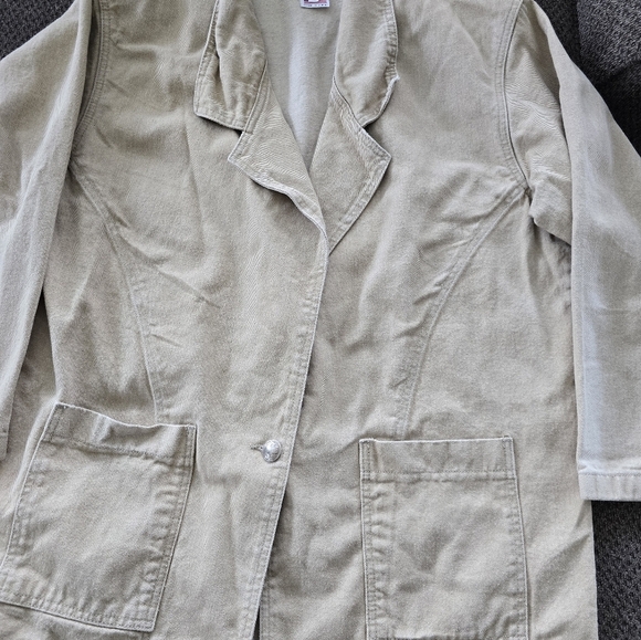 VTG Sundance Khaki Blazer Jacket Women XL Beige Long Sleeve Western Barn Chore - Picture 10 of 15